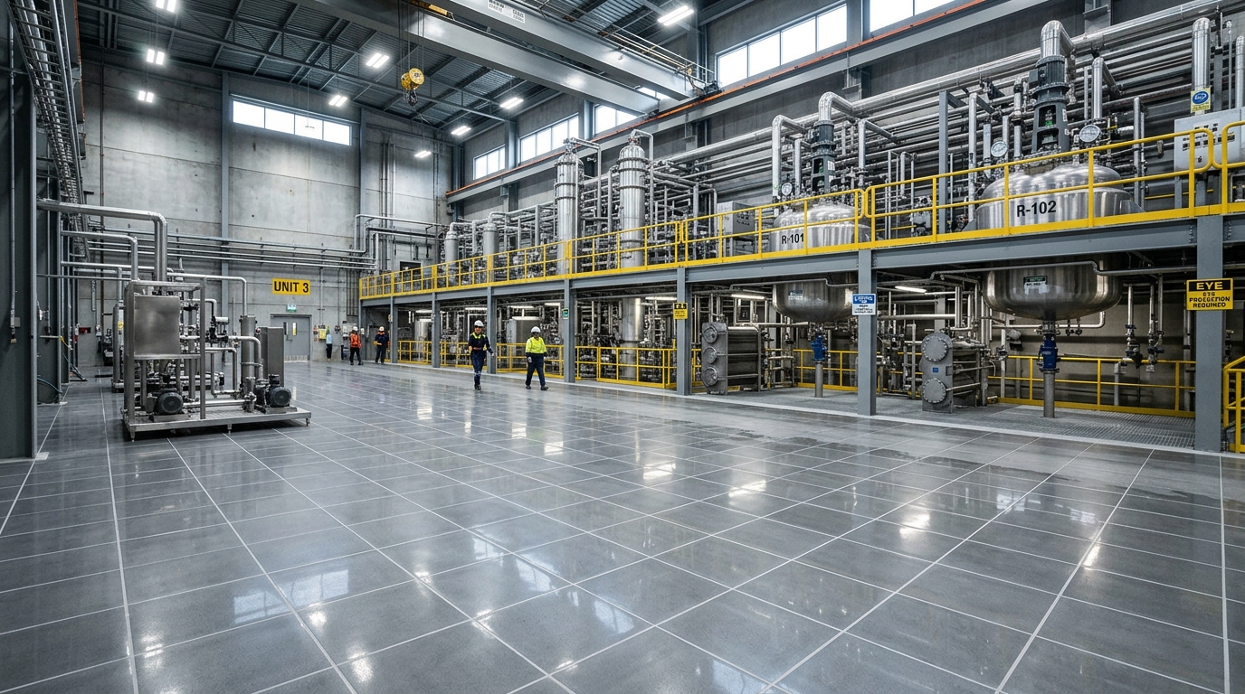 Chemical Processing Facility Acid Proof Tile Flooring