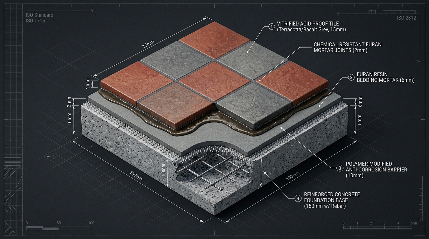 Engineered Layered Cross Section of Acid Proof Floor